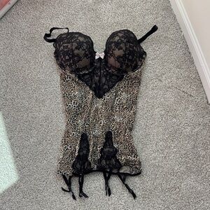 Victoria's Secret Leopard and Black Lace Chemise